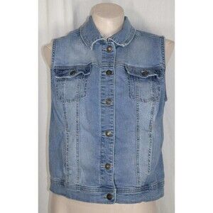 Artisan NY Medium Light Wash Blue Cotton Denim Sleeveless Vest Top